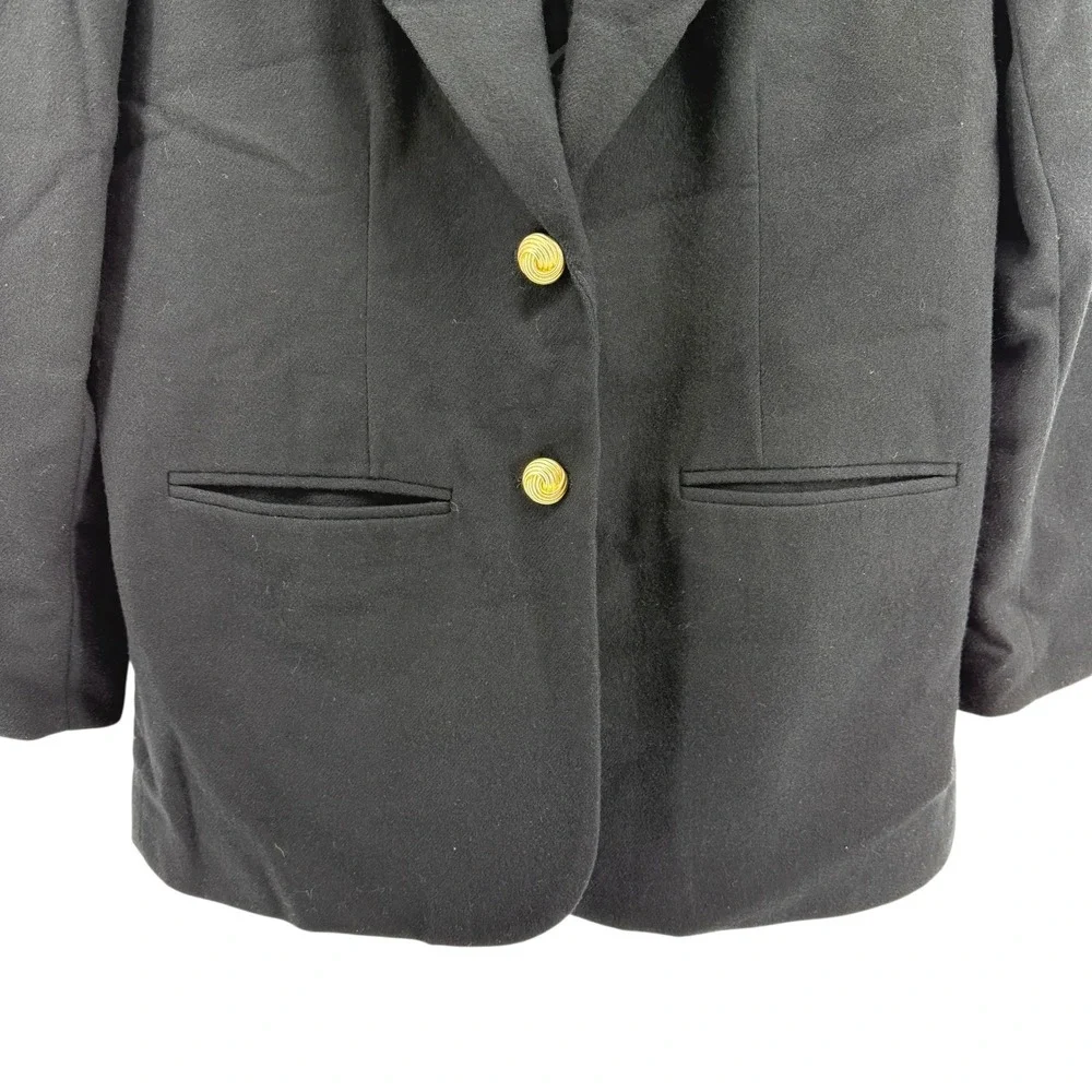 Vtg. Bridgewater Classics 100% Wool‎ Blazer Black Gold Buttons Jacket Womens 12